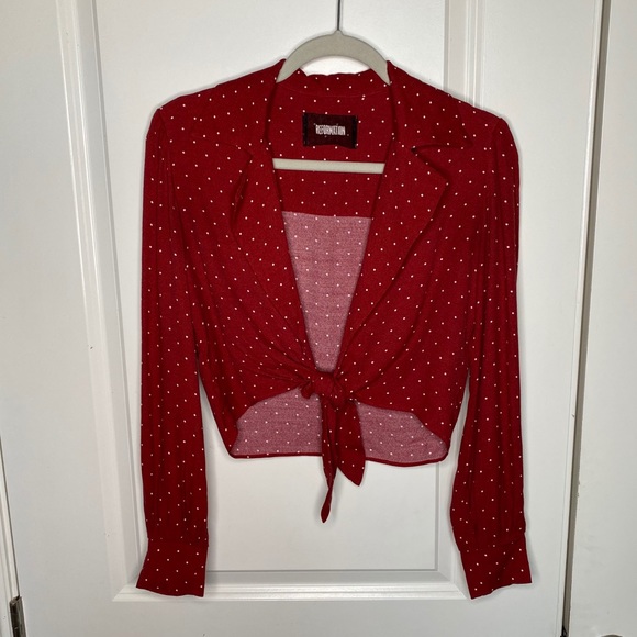 Reformation Tops - Reformation Dottie red and white polkadot crop top
